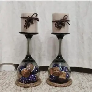 Wine Glass Candle Stand-Set Of 2